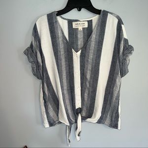 Cloth & Stone Striped Button Down Tie Front Top